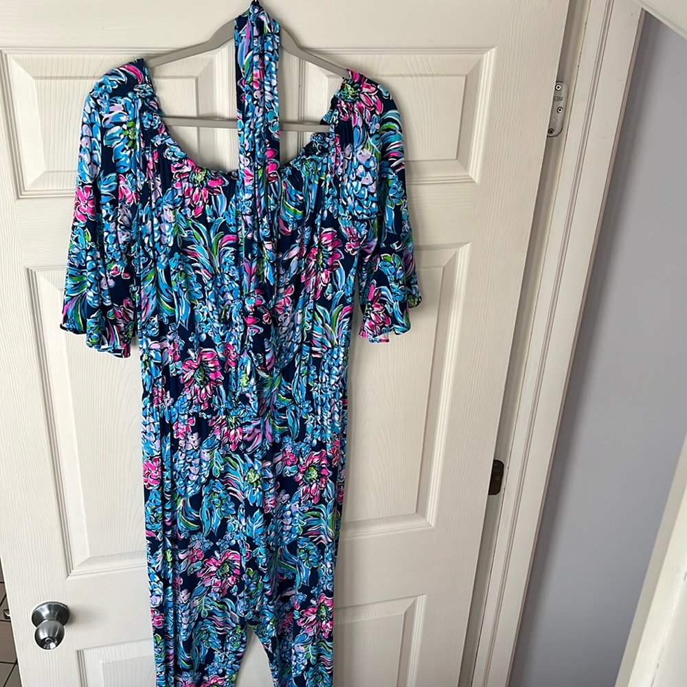 Lilly Pulitzer off the shoulder jumpsuit- size large